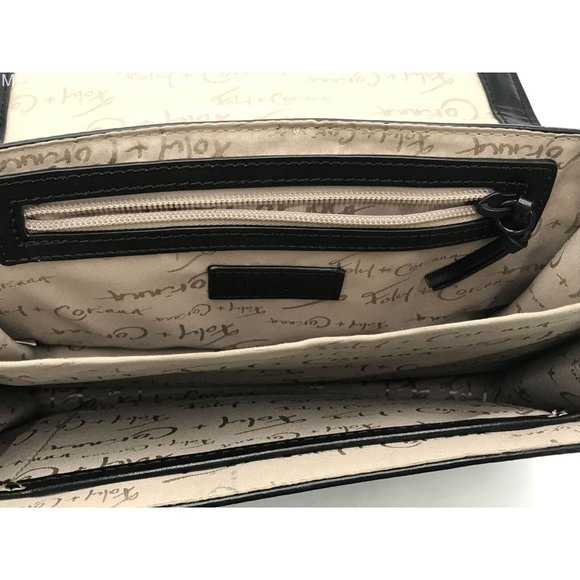 Foley & Corina Black Leather Crossbody Purse with an Envelope Top and Back Zip - Picture 3 of 4